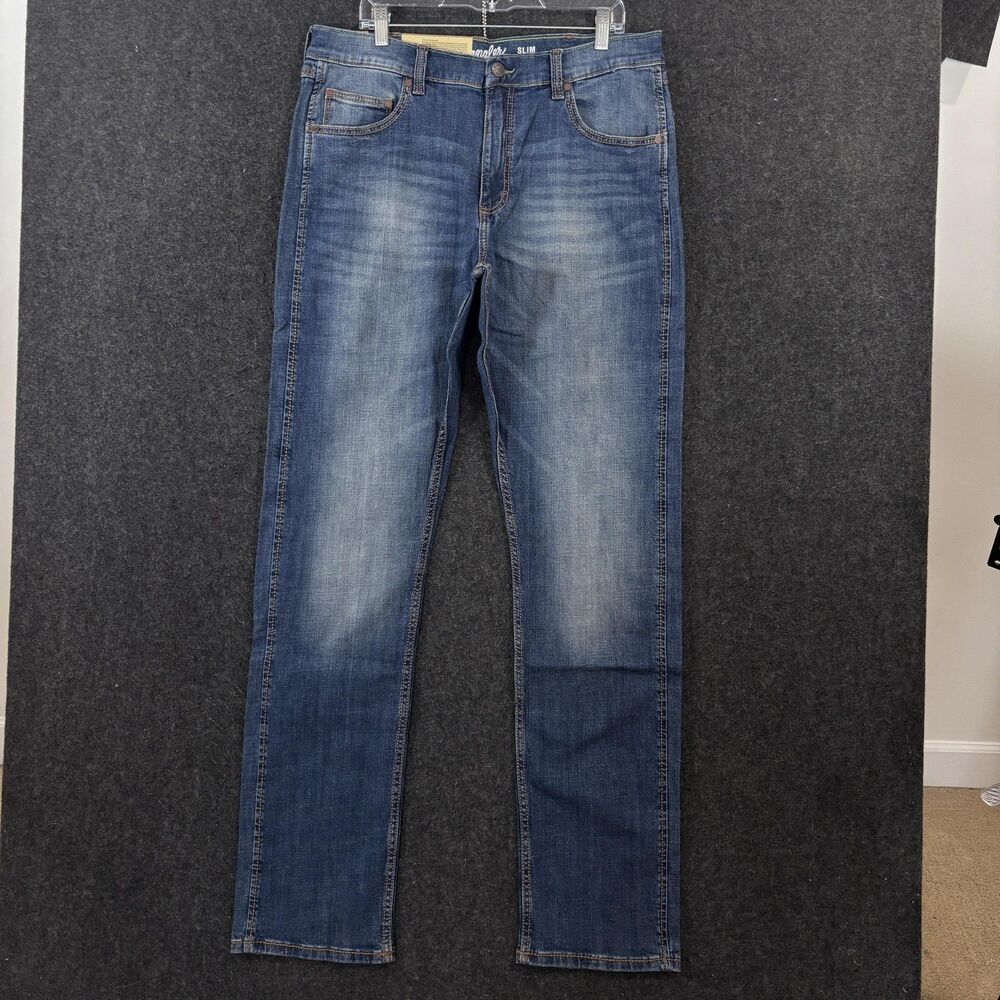 Wrangler Retro Slim Straight Jeans Men's 36x38 Blue Stretch Denim Medium Wash
